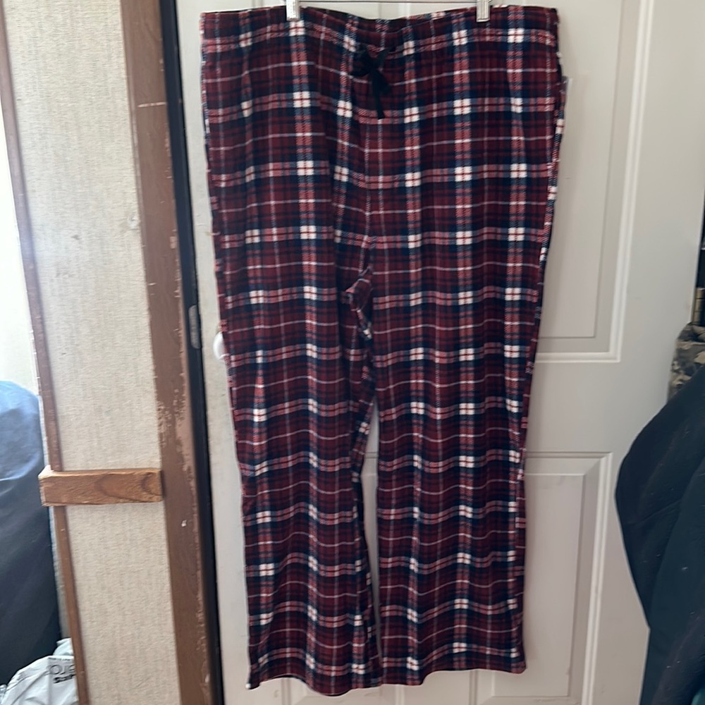 SONOMA MEN’S FLEECE PAJAMA PANTS: RED/BLUE PLAID: NWT: SZ XXL